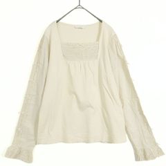 PINK HOUSE - ピンクハウス★たっぷりサテンリボン飾りが可愛い！ カットソー 袖は綿ローン クリーム色系 フリル&ミニリボン♪z11496 ピンクハウス☆たっぷりサテンリボン飾りが可愛い！ カットソー