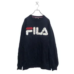 FILA プリント スウェット トレーナー フィラ L ネイビー 裏起毛 古着卸 アメリカ仕入 a605-7772