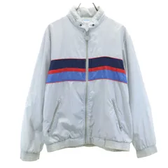 adidas アディダス 80s ヴィンテージ トレフォイルロゴ ナイロンジャケット M シルバー フーディー メンズ 古着