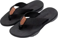 X-cross クロス ビーチサンダル メンズ 外履き おしゃれ 履きやすい スポーツ フラット 歩きやすい 茶色 トング ビーサン 厚底 コンフォート アウトドア ゴム底 鼻緒付き 蒸れない 大きいサイズ 通気性 海水浴(ブラック,  L)