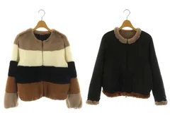 グレースコンチネンタル GRACE CONTINENTAL リバーシブル エコファーマルチブルゾン ジャケット 36 黒 ベージュ 白 茶 /NR ■OS