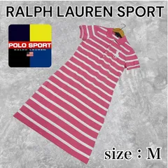 RALPH LAUREN SPORT ポロ ワンピース ポロシャツワンピース ビッグポニー ピンク ボーダー サイズ M
