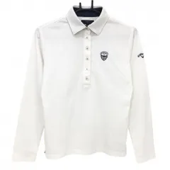 キャロウェイ 長袖ポロシャツ 白 総柄織生地 ロゴ刺しゅう  レディース L ゴルフウェア Callaway