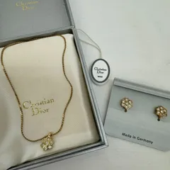 K【値下げ中】4 Dior ディオール フラワー ネックレス イヤリング セット ゴールド ストーン 箱付き