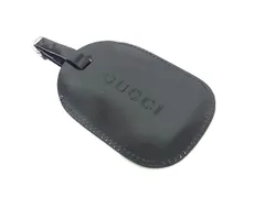 ■美品■ GUCCI グッチ レザー ネームタグ ネームホルダー バッグチャーム メンズ レディース ブラック系 DJ5749