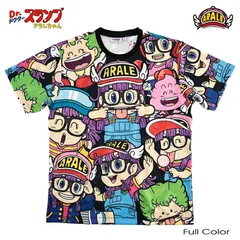 ドクタースランプ アラレちゃん Ｔシャツ あられちゃん 総柄 フルカラー プリント 半袖 メンズ レディース ユニセックス アニメ ガっちゃん うんちくん キャラクター 原宿系 OTAKU コレクター ダンス ストリート 誕生日プレゼント ギフト ペアルック
