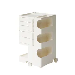 【新着商品】(クリームホワイト 5トレイボビーワゴン専用ウッドトレイ付き 3段 2段 3段5トレイ) 回転式手押し車 レプリカ ボビーワゴン
