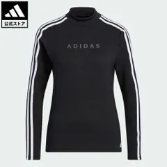 ☆【新品】adidas アディダス   スリーストライプス   長袖モックネックシャツ   Gnot   ウェア・服 トップス ゴルフ  ブラック  ※レディース サイズXS