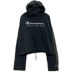 Champion ロゴスウェット パーカー レディース L ブラック チャンピオン プルオーバー 裏起毛 古着卸 アメリカ仕入 a701-6113のサムネイル