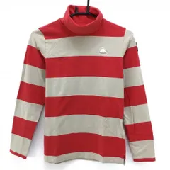 ★SALE価格★【美品】カッパ 長袖タートルネックシャツ レッド×ベージュ ボーダー 微起毛 ストレッチ  レディース M ゴルフウェア Kappa