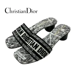 美品✨Dior ミュール パンプス ヒール サンダル ホワイト×ブラック DIOR ディオール ロゴ入り ミュール サンダル ハイヒール 美品35