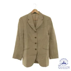 ☆美品☆ NEWYORKER ニューヨーカー ジャケット アウター テーラードジャケット 長袖 Ｖネック テーラードカラー レディース ベージュ 麻 日本製 901-15968 送料無料 古着