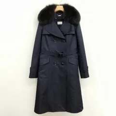 ハロッズ Harrods フォックスファー ライナー付き トレンチコート ポリエステル 美品 1 ネイビーのサムネイル