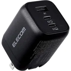 エレコム ELECOM USB Power Delivery 65W キューブAC充電器 (C×2+A×1) ACDC-PD4465BK ブラック 黒 充電器 TypeC TypeA