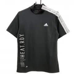 【超美品】アディダス 半袖ハイネックシャツ 黒×グレー プリント メンズ M ゴルフウェア 2023年モデル adidas