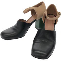 MARNI マルニ 15AW スクエアヒールレザーストラップパンプス  ブラック 38のサムネイル