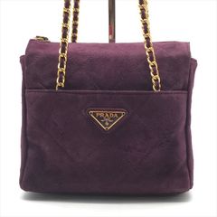 PRADA プラダ 三角ロゴ スエード ミニ チェーン ショルダー トート バッグ パープル レディース ブランド 鞄 k5970