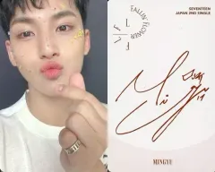 【中古】コレクションカード(男性) SEVENTEEN/MINGYU(ミンギュ)/裏面赤・印刷サイン入り/CD「JAPAN 2ND SINGLE『舞い落ちる花びら(Fallin’ Flower)』(初回限定盤A)」封入特典フォトカードA