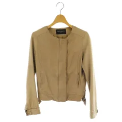 ユナイテッドアローズ UNITED ARROWS ラムレザー ノーカラージャケット ライダース レザージャケット ジップアップ 36 ベージュ /MY ■OSのサムネイル