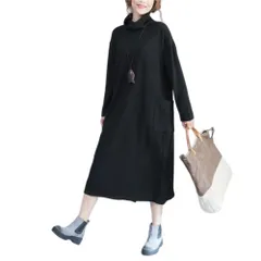 【迅速発送】CaCashi ワンピース チュニック ハイネック 着痩せ 体型カバー 長袖 レディース 秋 冬 レディースワンピース チュニック コクーンワンピ Aライン 体型カバー ひざ丈 長袖レディース 春 夏