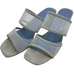 【美品】ツルバイマリコオイカワ (23.5) ミュール サンダル スクエアトゥ スウェード チャンキーヒール 希少