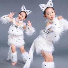 ハロウィン 衣装 子供 猫風 コスプレ 6点セット 白猫風 しっぽ カチューシャ 変装 なりきり 動物 コスプレ衣装 キャラクター コスプレ ハロウイン 子供 コスプレ衣装