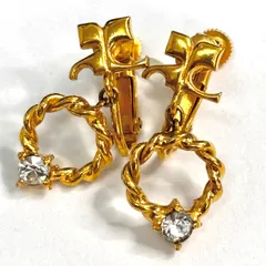 【上美品⭐️ クレージュのイヤリング】 クレージュロゴ　 吊り下げ型　 クリスタル一粒　 2個セット　 メッキ製品　 ワンオーナーユーズド品 （AYA）1250630202ABC