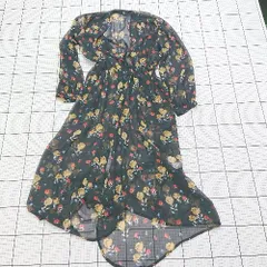 ◇ ⊂ AZUL BY MOUSSY アズールバイマウジー 総柄 長袖 総柄ロングシアーカーディガン サイズS ブラック系 レディース E  【1508200029108】