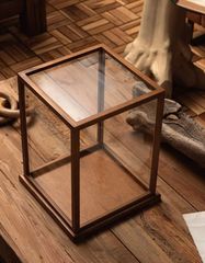 Classic display case, decorative object, glass, stylish, antique, elegant, retro, wooden, natural wood grain, natural, gift, interior decor.