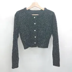 ◇ ⊇ GRL グレイル 装飾パール系ボタン 長袖 ショートラメ入りボレロ サイズF ブラック系 レディース E  【1507280009710】