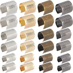 PH PandaHall 200個 タッセルエンドコード 4色 3サイズ レザーロープクリップ 円筒ファスナー 折り圧着ビーズ 圧着コード ストリングレザーロープクリップ ネックレスジュエリーDIY クラフト用(MIX色)