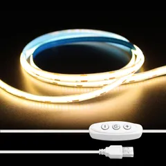 【特価セール】320LEDs/m 調光可能 入電電圧5v カット可能 USBライト 両面テープ設置 高密度 幅8mm COB テープライト2M ledテープライト 電球色 iNextStation