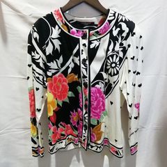 美品】LEONARD レオナール✨金ボタン 花柄カーディガン ブラック L