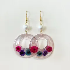 【ハンドメイド】UVレジン　ドライフラワー　ピアス 
