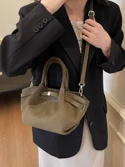 トートバッグ 大容量 レディース スエード調 おしゃれ  クラシック ショルダーバッグ 斜め掛け かばん 通勤 シンプル 柔らかい 使いやすい M250310-1128