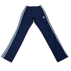 古着 adidas アディダス トラックパンツ 刺繍 トレフォイルロゴ ブラック×ホワイトライン 90サイズ Sサイズ 257-60