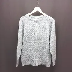 ◇ TAKEO KIKUCHI タケオキクチ ラウンドネック ケーブル編み 細身 長袖 ニット サイズL ブルー レディース E  【1309040027411】