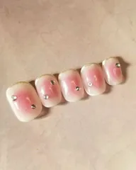 チークネイル　マグネットフレンチネイル　韓国ネイル　ショートネイル　ガーリーネイル