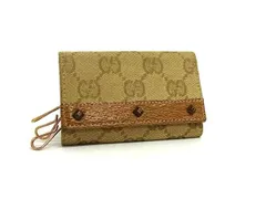 GUCCI グッチ 120925 0959 GG柄 GGキャンバス×レザー スタッズ 6連 キーケース 鍵入れ レディース メンズ ベージュ系 DK4980