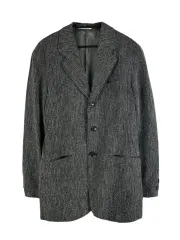 極美品　BARREAUX バルー　高級ウール　ヘリンボーン　コート　イタリア　L イタリア素材 ウールアルパカ ヘリンボーン フーデッドコート 通販