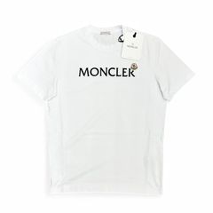 新品 MONCLER フェルト レタリング フロックロゴ パッチ Tシャツ モンクレール ホワイト
