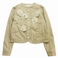 チェスティ Chesty コサージュ 装飾 ショート ジャケット ノーカラー ブルゾン ツイルクロス セレモニー 1/M ベージュ レディース BLM8のサムネイル