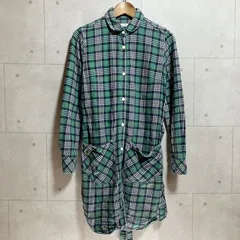 Hysteric Glamour ヒステリックグラマー ネルシャツ ワンピース 長袖 チェック ひざ丈 リネン混 FREE グリーン 緑 レディース SG316-28