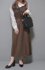 Pleats Collar Classical Onepiece (brown)のサムネイル