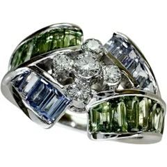 13号 サファイア 2.97ct ダイヤモンド 0.17ct リング・指輪 K18WGホワイトゴールド 18金  6.4g レディース 【中古】【真子質店】【NN】