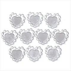ミール皿【s29 ホワイトシルバー】10個セット ラウンド ハート モールド UVライト ストラップ キーホルダー チャーム クレイ ネックレス ペンダント ハンドメイドアクセサリーパーツ