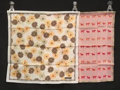 ■新品同様■ BURBERRY バーバリー コットン100％ 花柄 犬 ハンカチ ハンカチーフ 2点セット DI0972