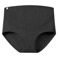 マタニティー ショーツ 綿95% ハイウエスト すっぽり ウエスト調整 リブあみ 妊婦用 妊娠 インナー 下着 産前 産後 アジャスト 大きいサイズ 黒 無地 rm-005