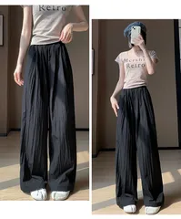 ワイドパンツ レディース 夏 ボトムス パンツ 涼しい ゆったり 体型カバー カラーパンツ ロングパンツ カジュアルyt74