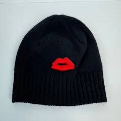 N°21 ヌメロヴェントゥーノ ニット帽 リップ 唇 刺繍 ブラック